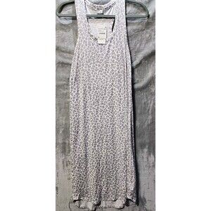 NWT Splendid Womens XS Lingerie Long NightGown Sleepware Blue Grey Leopard Print